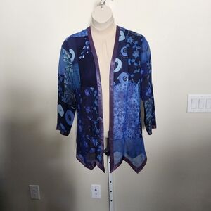 Maggie Shephrtd Women's Blue Patchwork Jacket